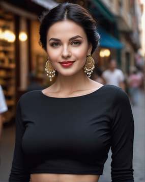 欧美商业街街拍美女摄影图片